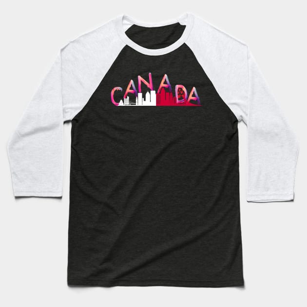 Canada : Maple Melody: Red & White Watercolor Tribute to Canadians Baseball T-Shirt by zoolos